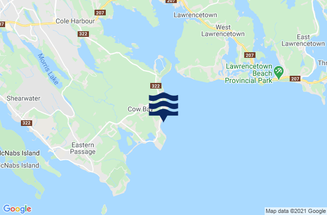 Mappa delle maree di Cow Bay, Canada