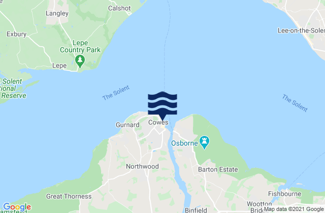 Mappa delle maree di Cowes, United Kingdom