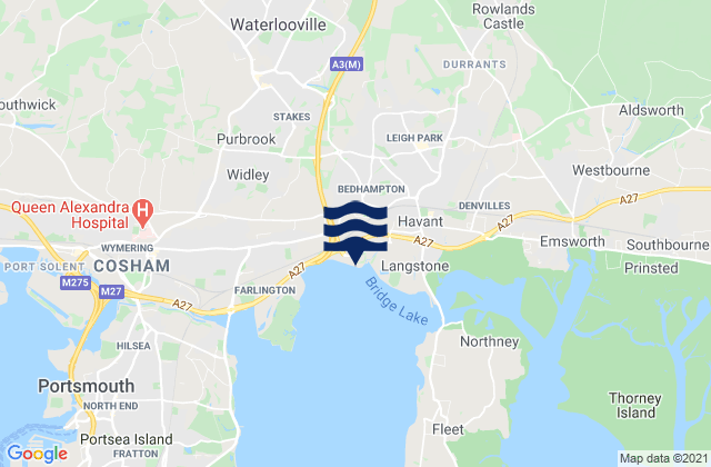 Mappa delle maree di Cowplain, United Kingdom