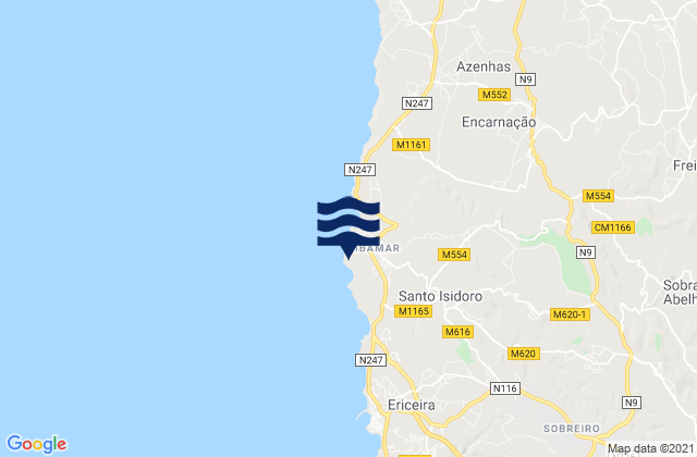 Mappa delle maree di Coxos, Portugal