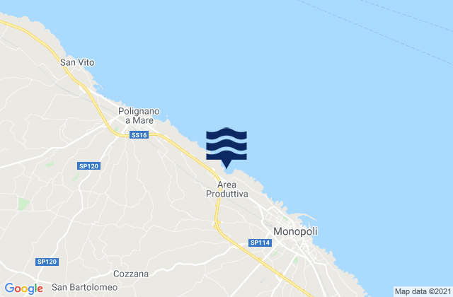 Mappa delle maree di Cozzana, Italy