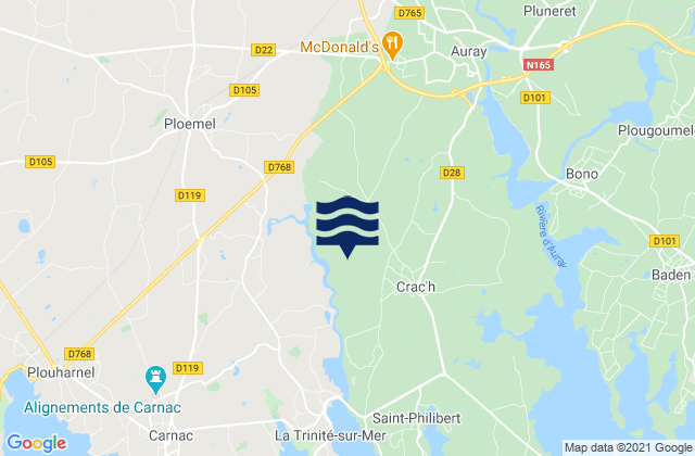 Mappa delle maree di Crach, France