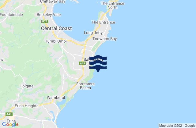 Mappa delle maree di Crackneck, Australia