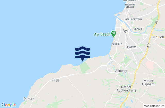 Mappa delle maree di Craig Tara Beach, United Kingdom
