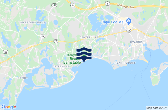 Mappa delle maree di Craigville Beach, United States