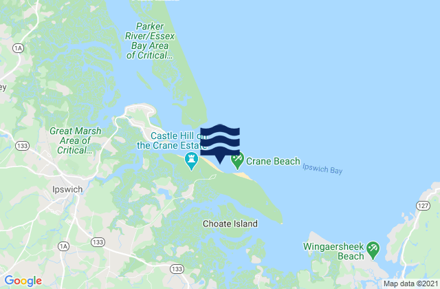 Mappa delle maree di Crane Beach, United States
