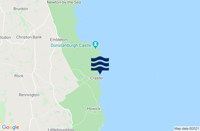Mappa delle maree di Craster Beach, United Kingdom