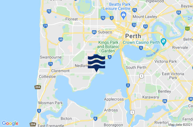 Mappa delle maree di Crawley, Australia
