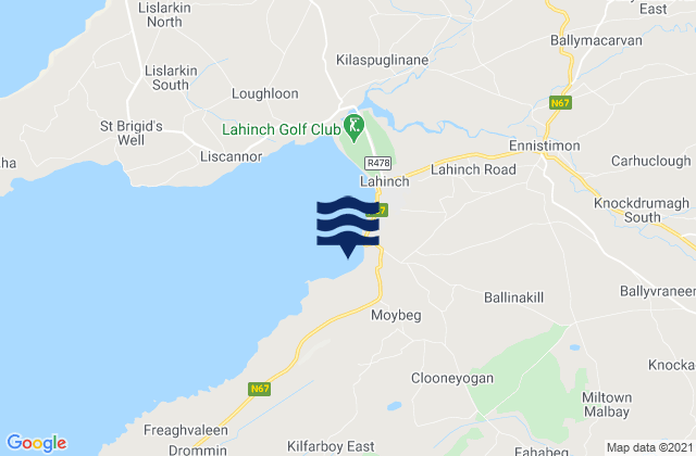 Mappa delle maree di Cregg / Moy Beach, Ireland