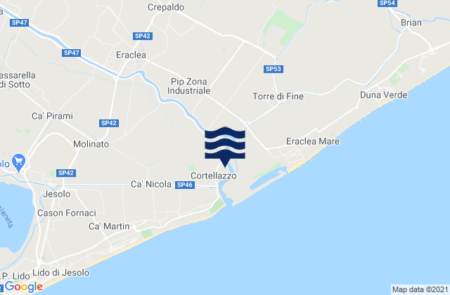 Mappa delle maree di Crepaldo, Italy