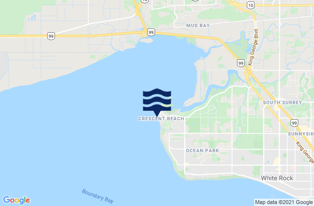 Mappa delle maree di Crescent Beach Vancouver, Canada