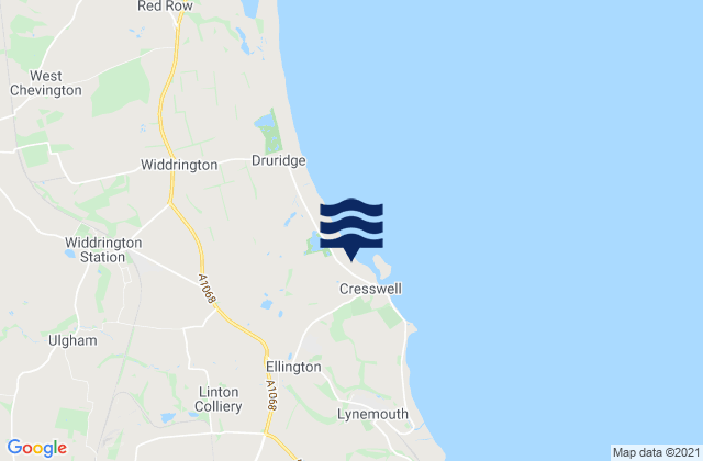 Mappa delle maree di Cresswell Beach, United Kingdom