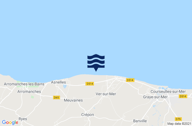 Mappa delle maree di Creully, France