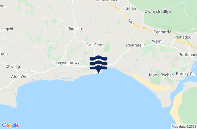 Mappa delle maree di Criccieth, United Kingdom