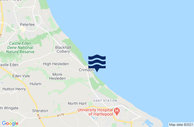 Mappa delle maree di Crimdon Park Beach, United Kingdom