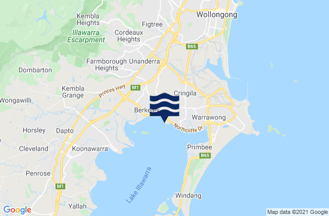 Mappa delle maree di Cringila, Australia