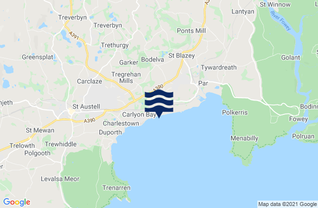 Mappa delle maree di Crinnis Beach, United Kingdom