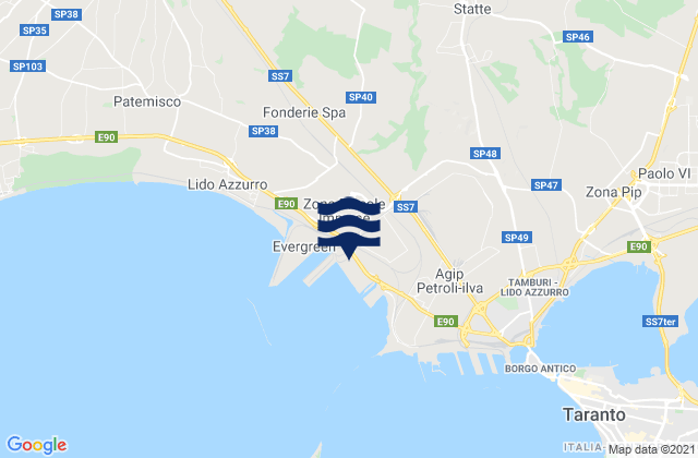 Mappa delle maree di Crispiano, Italy
