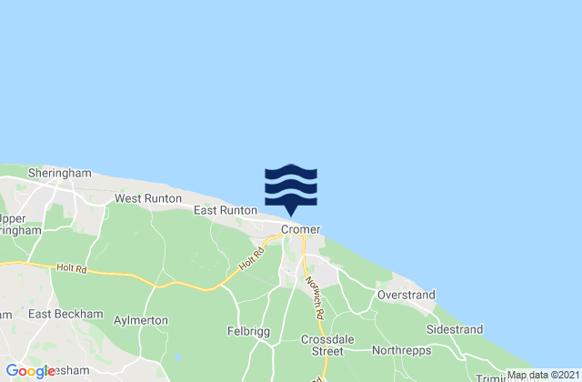 Mappa delle maree di Cromer Beach, United Kingdom