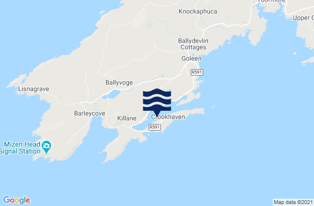 Mappa delle maree di Crookhaven, Ireland