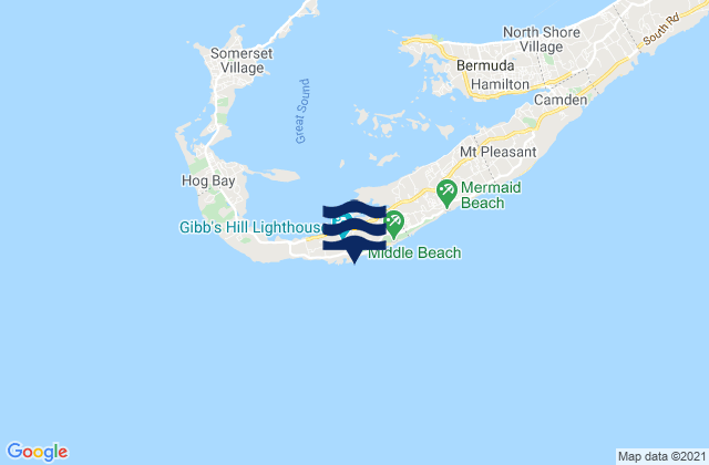 Mappa delle maree di Cross Bay Beach, Bermuda