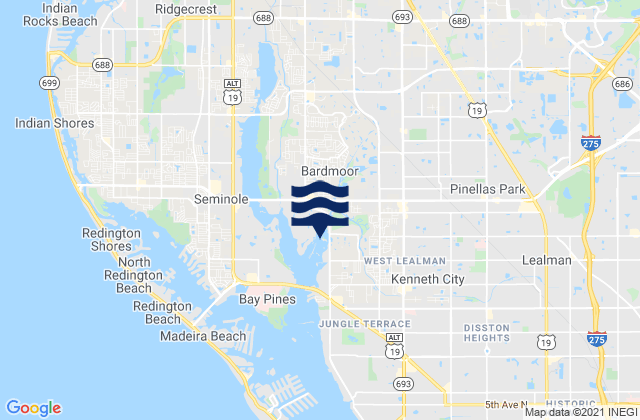 Mappa delle maree di Cross Bayou, United States