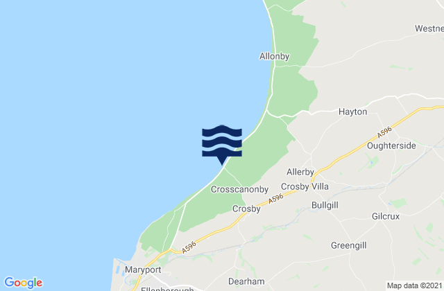 Mappa delle maree di Crosscannonby Beach, United Kingdom
