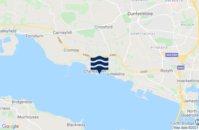 Mappa delle maree di Crossford, United Kingdom