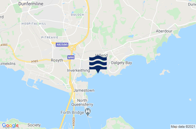 Mappa delle maree di Crossgates, United Kingdom