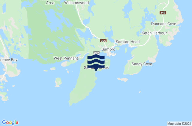 Mappa delle maree di Crystal Crescent Beach, Canada