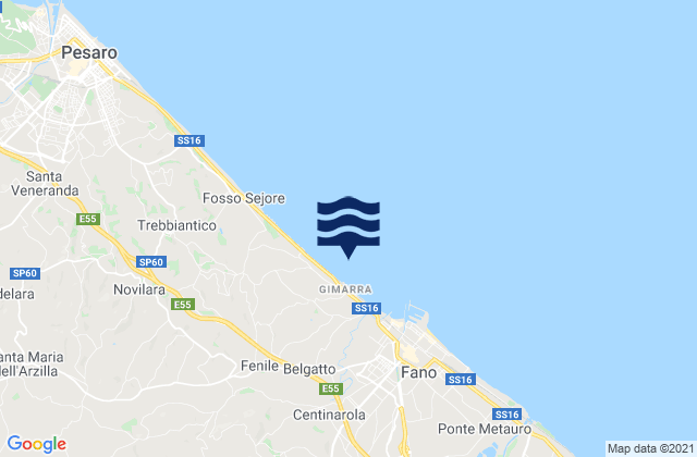 Mappa delle maree di Cuccurano, Italy
