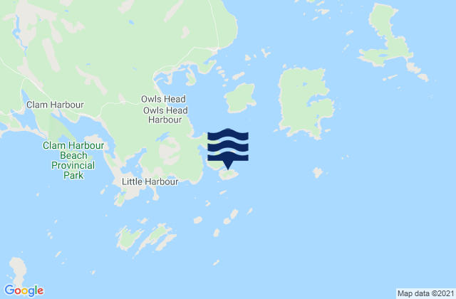 Mappa delle maree di Cuckold Island, Canada
