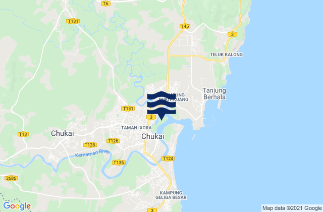 Mappa delle maree di Cukai, Malaysia