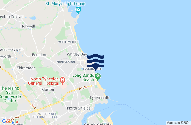 Mappa delle maree di Cullercoats Beach, United Kingdom