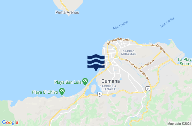 Mappa delle maree di Cumana, Venezuela