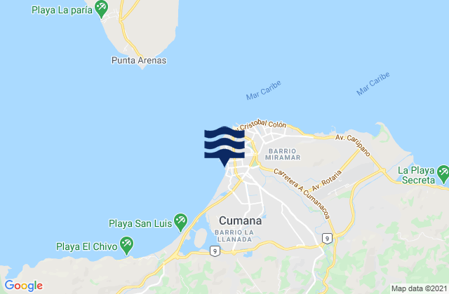 Mappa delle maree di Cumaná, Venezuela