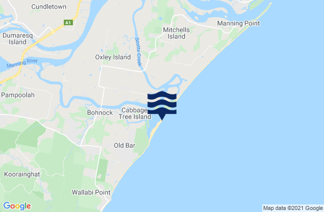 Mappa delle maree di Cundletown, Australia