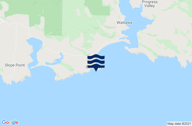 Mappa delle maree di Curio Bay, New Zealand