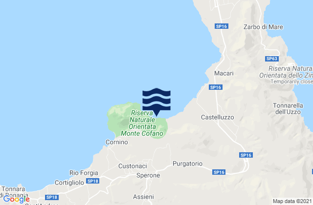 Mappa delle maree di Custonaci, Italy