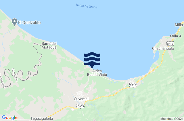 Mappa delle maree di Cuyamel, Honduras