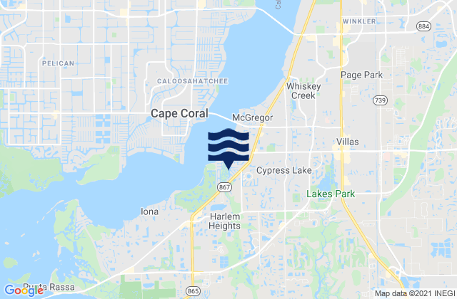 Mappa delle maree di Cypress Lake, United States