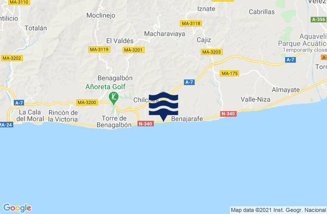 Mappa delle maree di Cútar, Spain