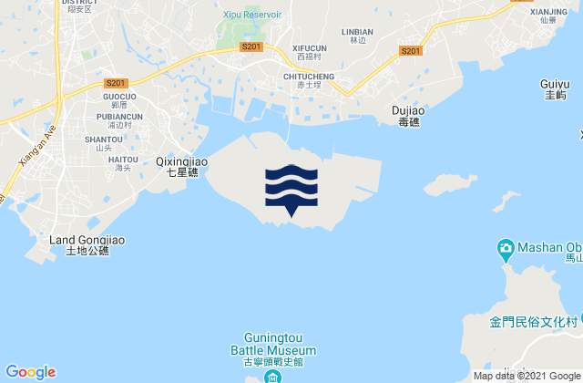 Mappa delle maree di Dadeng, China