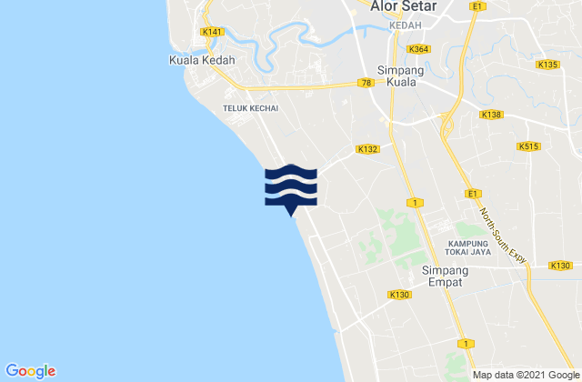 Mappa delle maree di Daerah Kota Setar, Malaysia