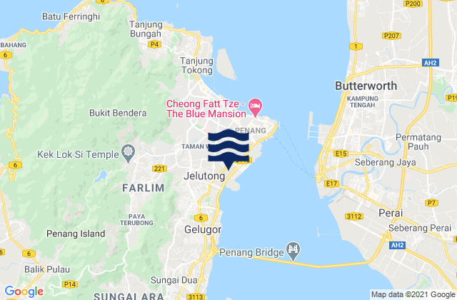 Mappa delle maree di Daerah Timur Laut, Malaysia