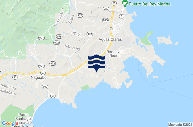 Mappa delle maree di Daguao, Puerto Rico