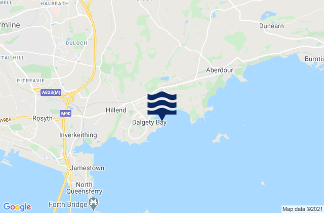 Mappa delle maree di Dalgety Bay Beach, United Kingdom
