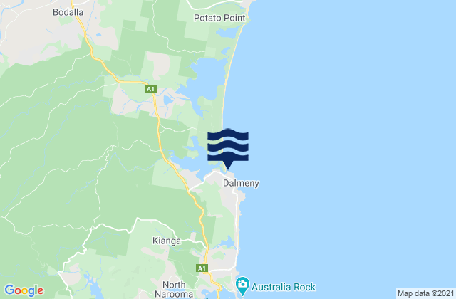 Mappa delle maree di Dalmeny Beach, Australia