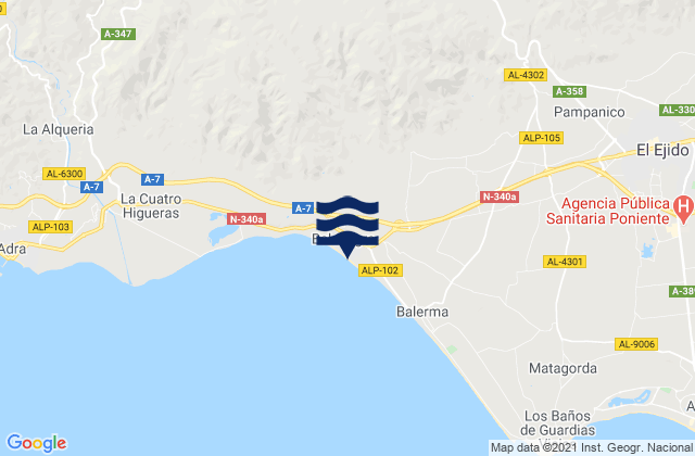 Mappa delle maree di Dalías, Spain