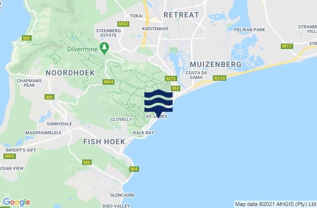 Mappa delle maree di Danger Beach, South Africa